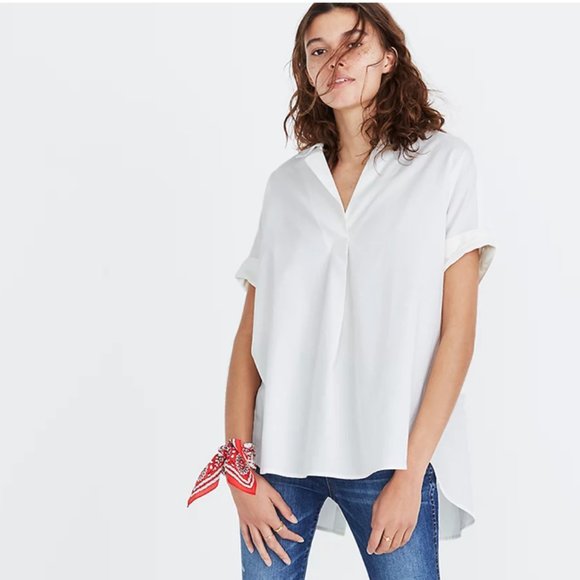 Madewell Courier Button-Back Shirt in Pure White - Picture 2 of 8